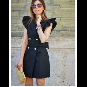 Ruffled Waistcoat Vest Tuxedo Blazer Dress